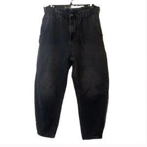 Zara Black High Rise Paper Bag Baggy Denim Jeans